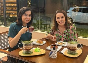 SOCIEDADE: As irmãs Cláudia e Rosângela Brandão em chá da tarde e MAIS…